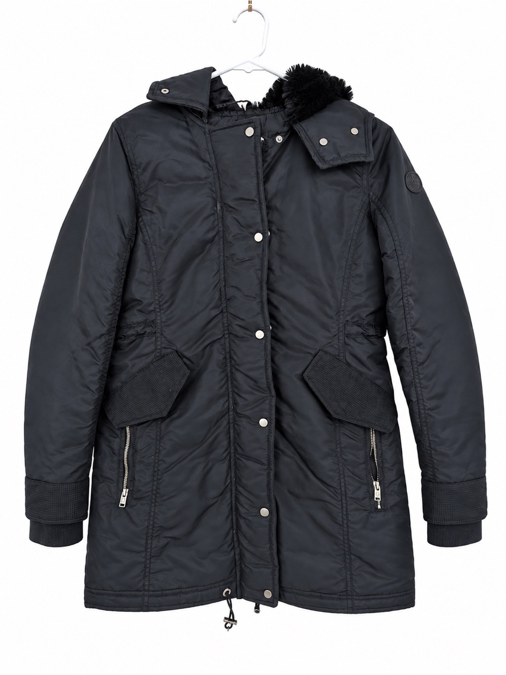 Abercrombie & Fitch Black Quilted Hooded Parka